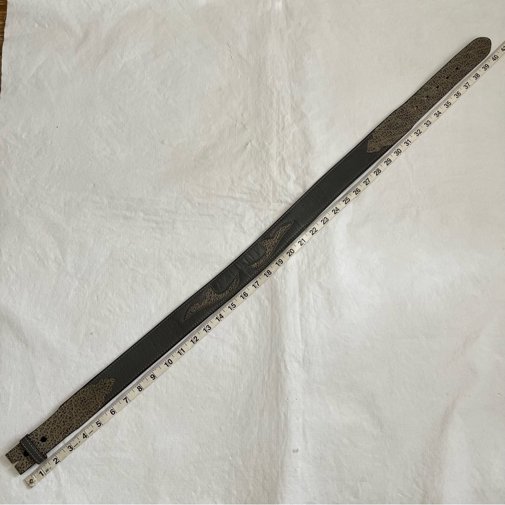 Vintage Riata Western Gray Leather Belt - Picture 7 of 8